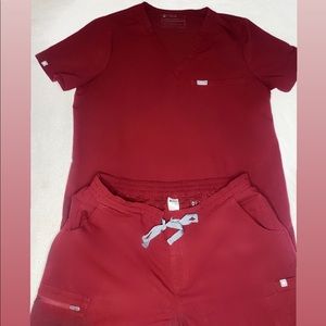 Figs Scrubs Set (Burgundy)